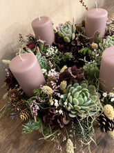 Indlæs billede til gallerivisning Adventskrans med friske bloklys
