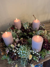 Indlæs billede til gallerivisning Adventskrans med friske bloklys
