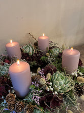 Indlæs billede til gallerivisning Adventskrans med friske bloklys
